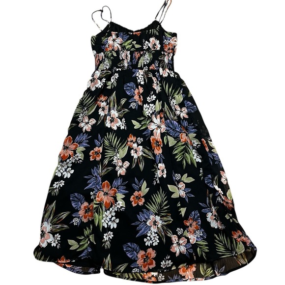 Patrons Of Peace Womens Tropical Floral Print Midi Dress Black Multicolor Sz S - Picture 6 of 8